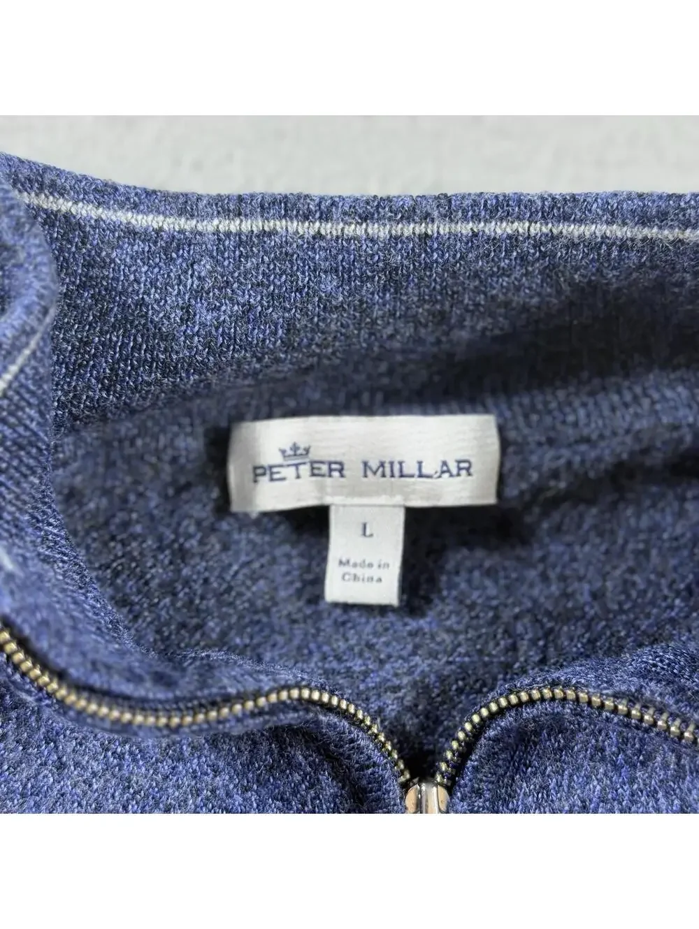 Peter Millar‎ Crown 1/4 Zip Merino Wool Sweater Blue Tagged L Small Fit